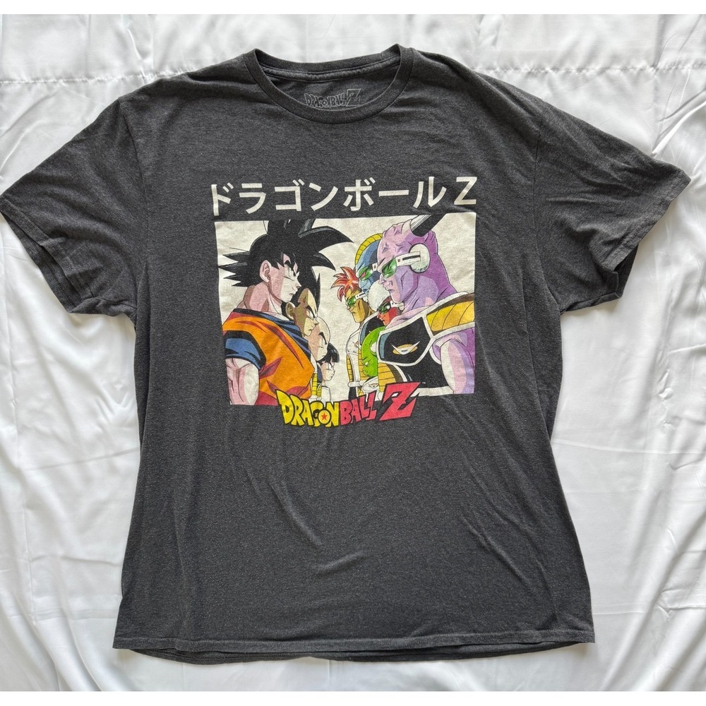 Dragon Ball Z Animeโ Graphic T Shirt Mens XL Gray Goku Frieza Japanese Text